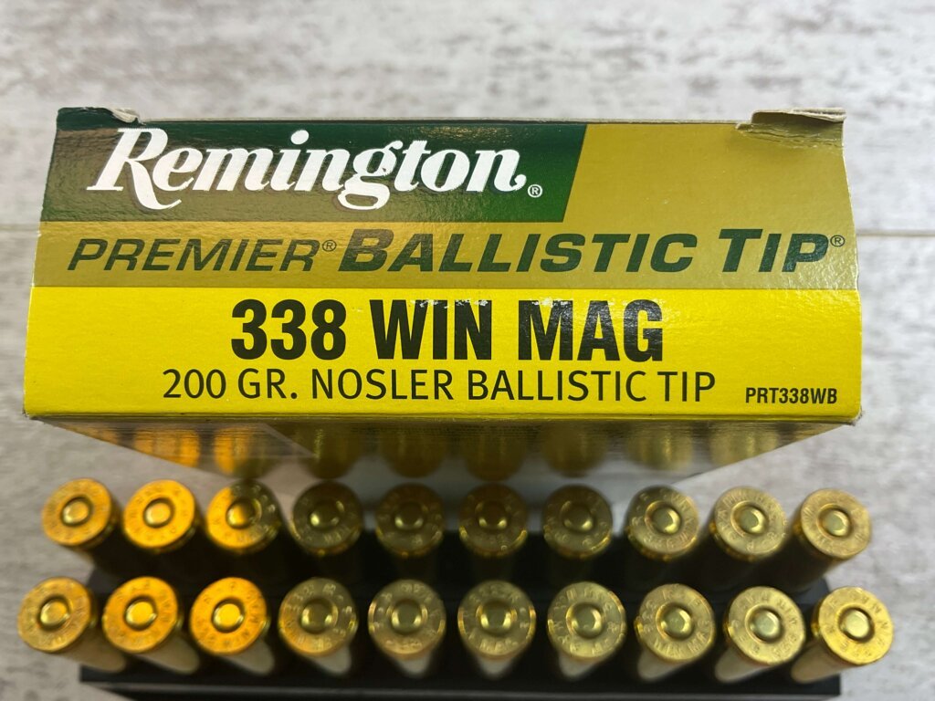 REMINGTON PREMIER BALLISTIC TIP 338 WINCHESTER MAGNUM, 200 GR. NOSLER BALLISTIC TIP AMMO, FULL BOX, JAMES EARL JONES COLLECTION #5-11237-PF