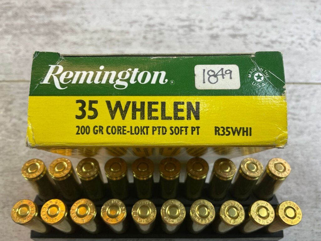REMINGTON 35 WHELEN, 200 GR. CORE-LOKT PTD SP AMMO, FULL BOX, JAMES EARL JONES COLLECTION #5-11239-PF