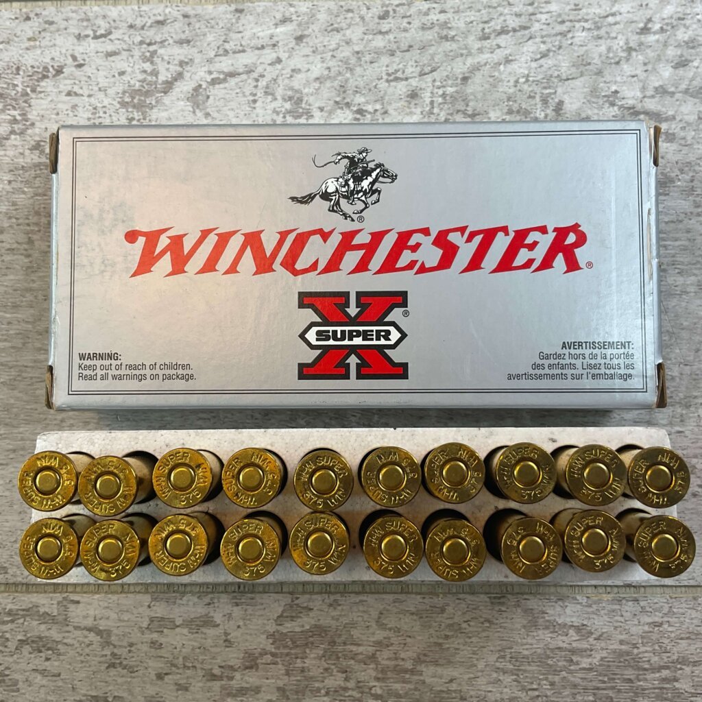 WINCHESTER SUPER-X 375 WINCHESTER, 200 GR. PP AMMO, FULL BOX, JAMES EARL JONES COLLECTION #5-11242-PF