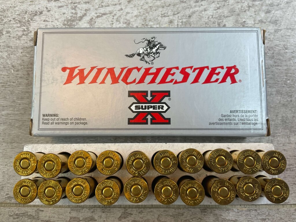 WINCHESTER SUPER-X 375 WINCHESTER, 200 GR. PP AMMO, FULL BOX, JAMES EARL JONES COLLECTION #5-11242-PF