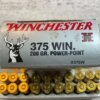 WINCHESTER SUPER-X 375 WINCHESTER, 200 GR. PP AMMO, FULL BOX, JAMES EARL JONES COLLECTION #5-11242-PF