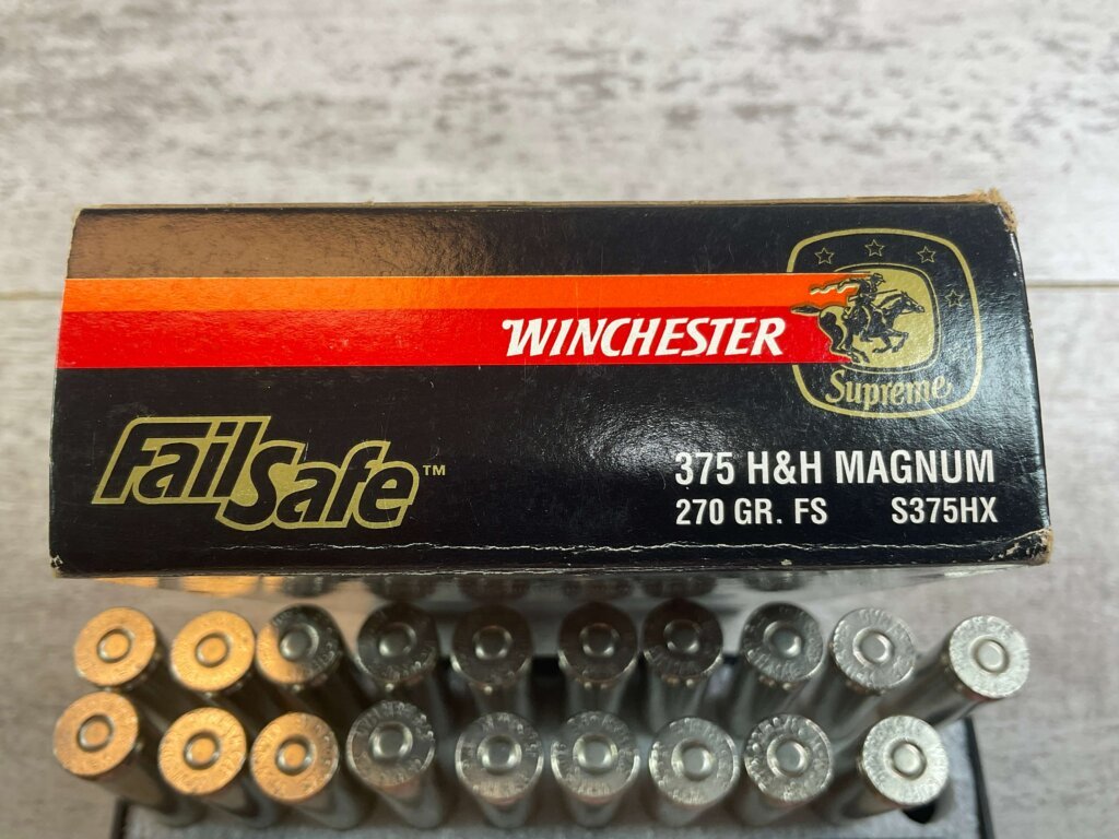 WINCHESTER SUPREME FAILSAFE 375 H&H MAGNUM, 270 GR. FS AMMO, QTY 19, JAMES EARL JONES COLLECTION #5-11243-PF