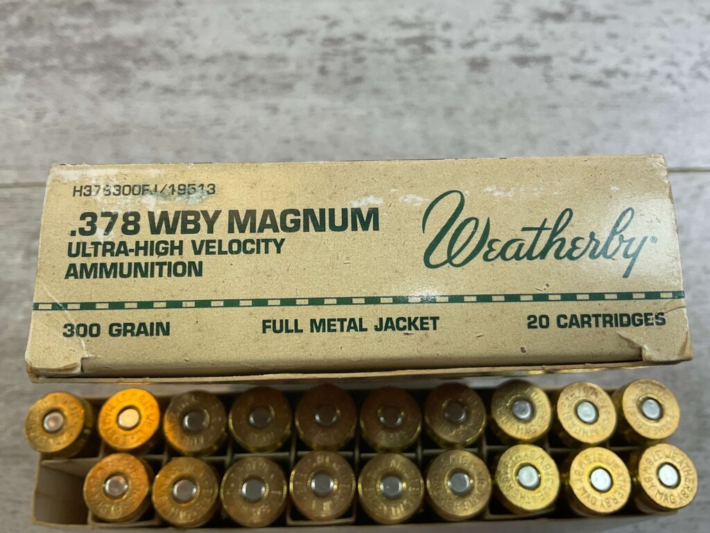 WEATHERBY 378 WBY MAGNUM ULTRA-HIGH VELOCITY, 300 GR. FMJ AMMO, QTY 19, JAMES EARL JONES COLLECTION #5-11248-PF