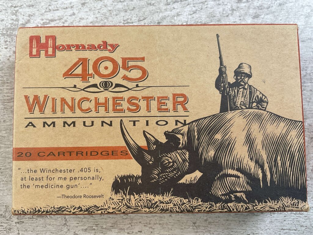 HORNADY 405 WINCHESTER, 300 GR. FP AMMO, FULL BOX, JAMES EARL JONES COLLECTION #5-11251-PF