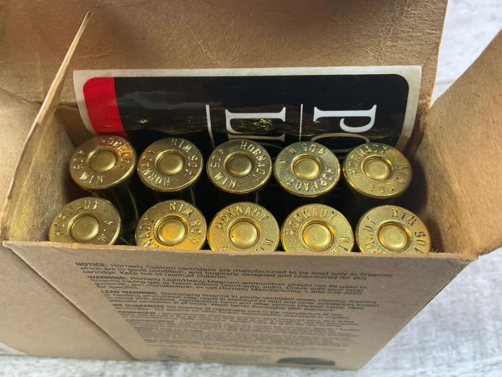 HORNADY 405 WINCHESTER, 300 GR. FP AMMO, FULL BOX, JAMES EARL JONES COLLECTION #5-11251-PF