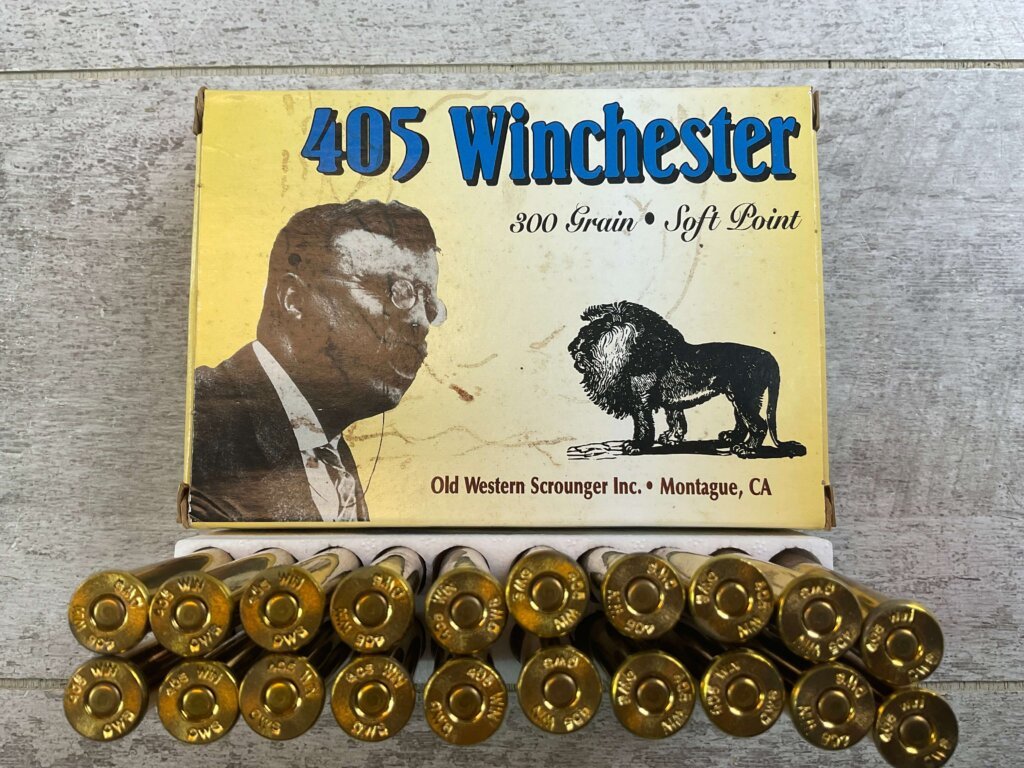 OLD WESTERN SCROUNGER LIMITED EDITION 405 WINCHESTER, 300 GR. SP SMOKELESS AMMO, FULL BOX, JAMES EARL JONES COLLECTION #5-11252-PF