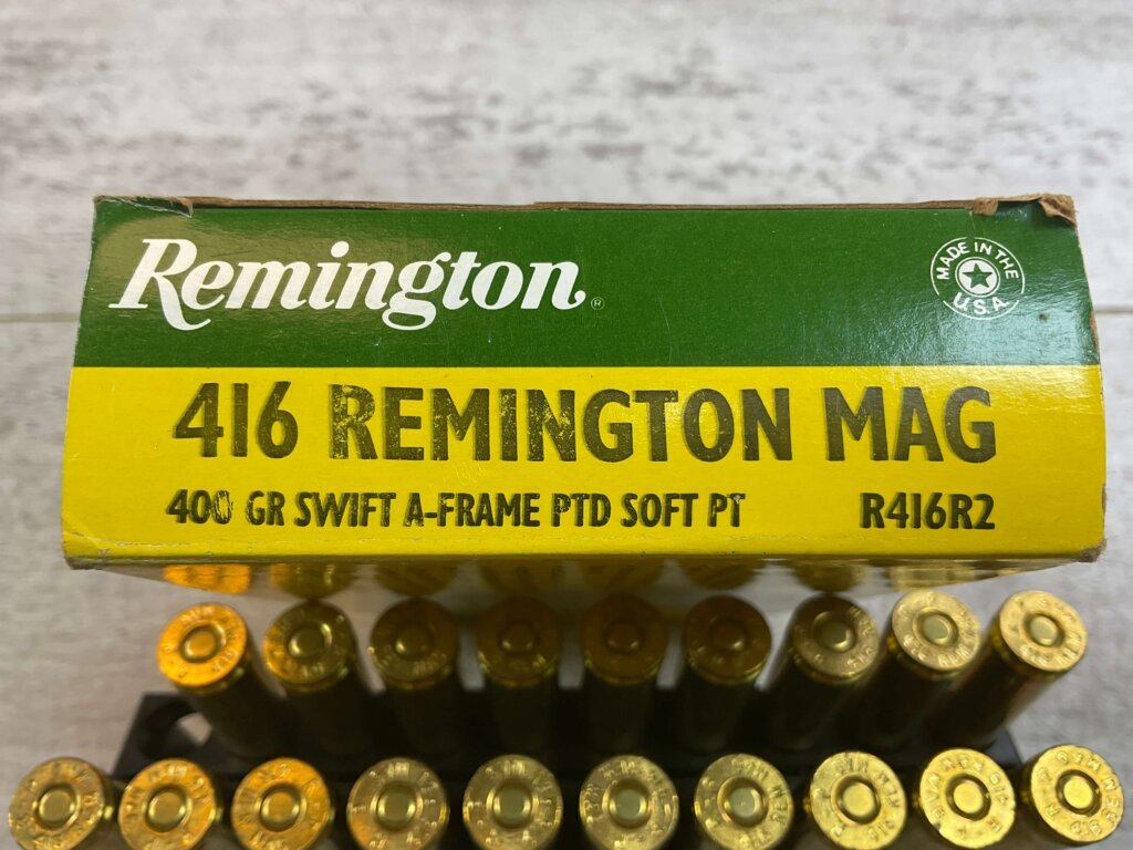 REMINGTON 416 REMINGTON MAGNUM, 400 GR. SWIFT A-FRAME PTD SP AMMO, QTY 19, JAMES EARL JONES COLLECTION #5-11253-PF