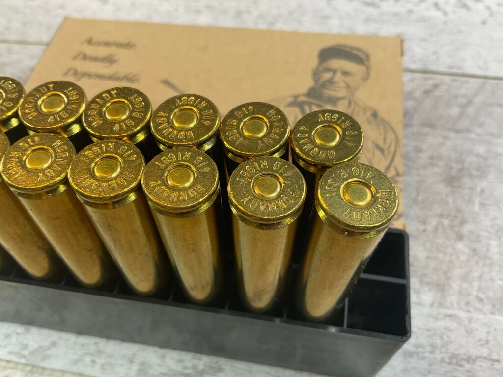 HORNADY CUSTOM 416 RIGBY, 400 GR. FMJ/ENC AMMO, QTY 18, JAMES EARL JONES COLLECTION #5-11255-PF