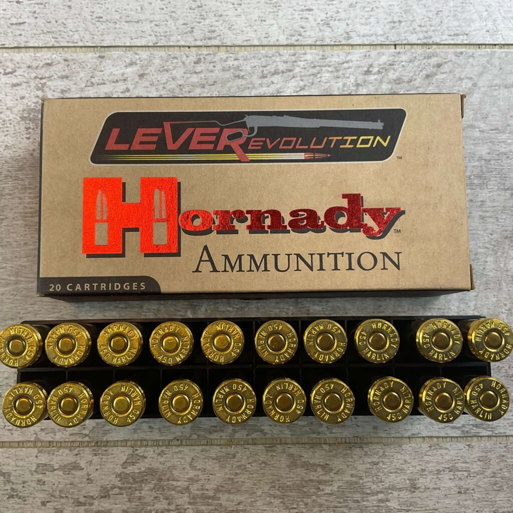 HORNADY LEVEREVOLUTION 450 MARLIN, 325 GR. EVOLUTION AMMO, FULL BOX, JAMES EARL JONES COLLECTION #5-11260-PF