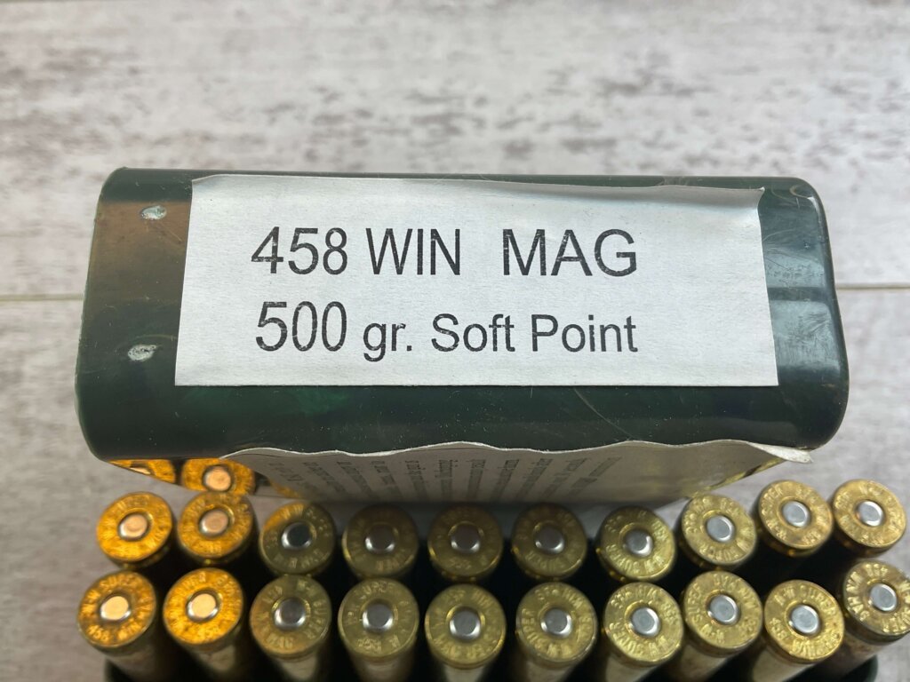 OBSOLETE AMMUNITION 458 WINCHESTER MAGNUM, 500 GR. SP AMMO, FULL BOX, JAMES EARL JONES COLLECTION #5-11265-PF