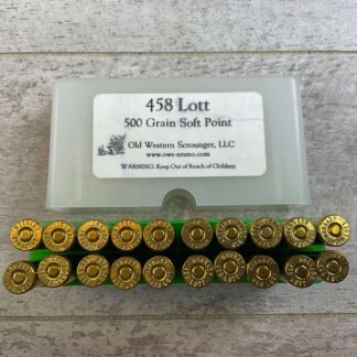 OLD WESTERN SCROUNGER 458 LOTT, 500 GR. SP AMMO, FULL BOX, JAMES EARL JONES COLLECTION #5-11268-PF