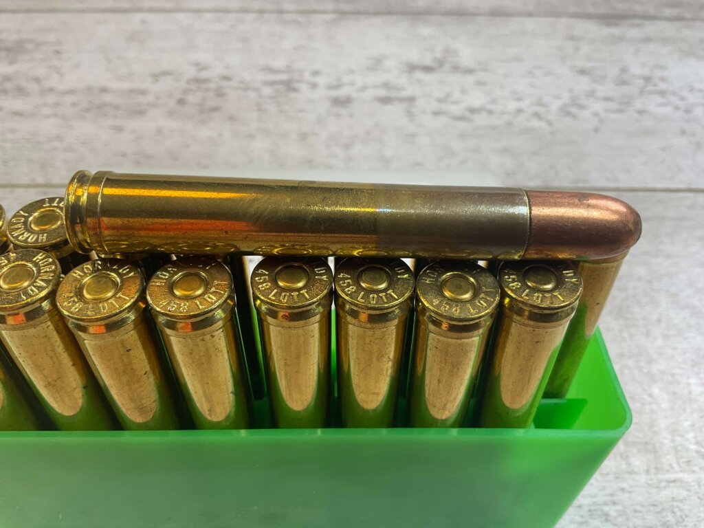 OLD WESTERN SCROUNGER 458 LOTT, 500 GR. SP AMMO, FULL BOX, JAMES EARL JONES COLLECTION #5-11268-PF