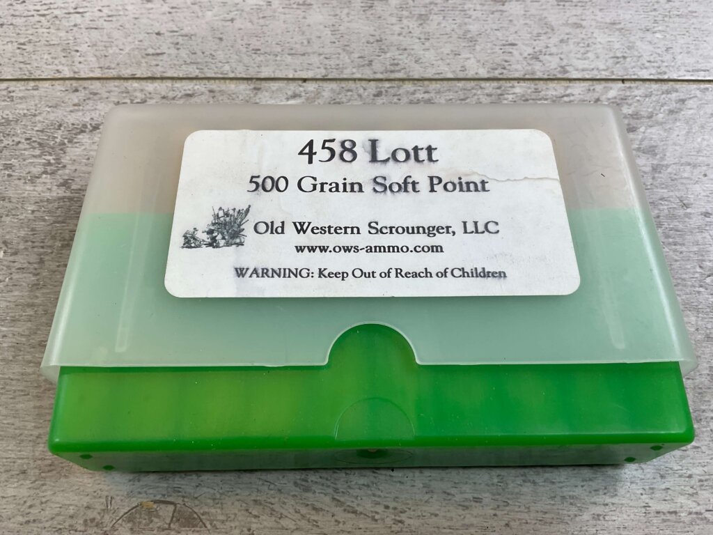 OLD WESTERN SCROUNGER 458 LOTT, 500 GR. SP AMMO, FULL BOX, JAMES EARL JONES COLLECTION #5-11268-PF