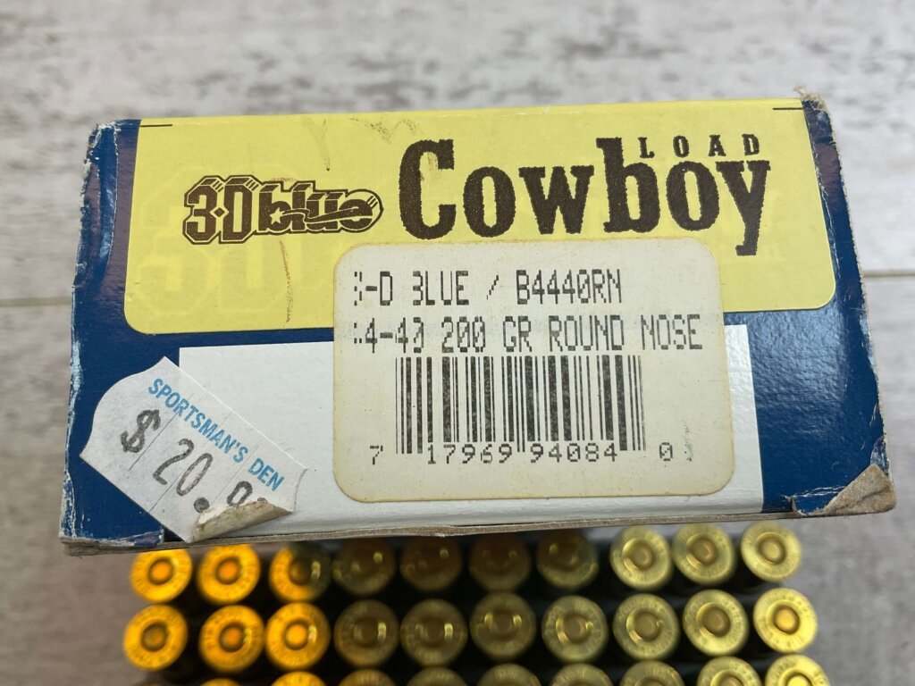 3D BLUE COWBOY LOAD 44-40 WINCHESTER, 200 GR. RN AMMO, FULL BOX, JAMES EARL JONES COLLECTION #5-11275-PF
