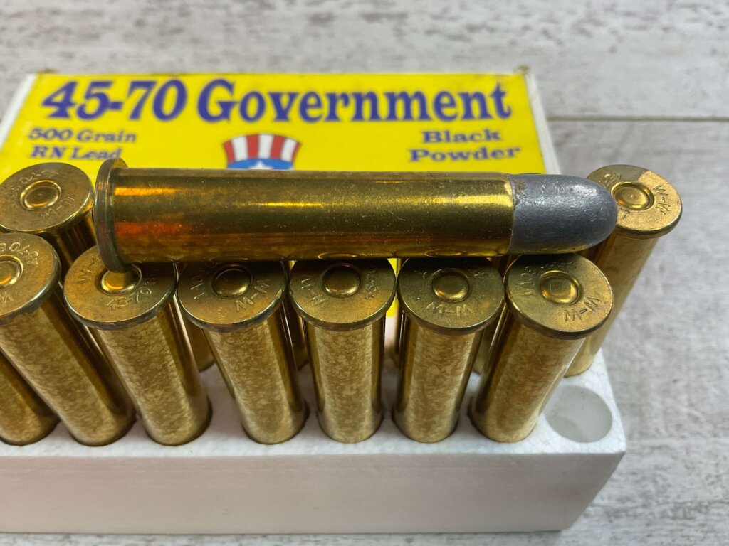 OLD WESTERN SCROUNGER 45-70 GOVT., 500 GR. RN LEAD, BLACK POWDER AMMO, FULL BOX, JAMES EARL JONES COLLECTION #5-11276-PF