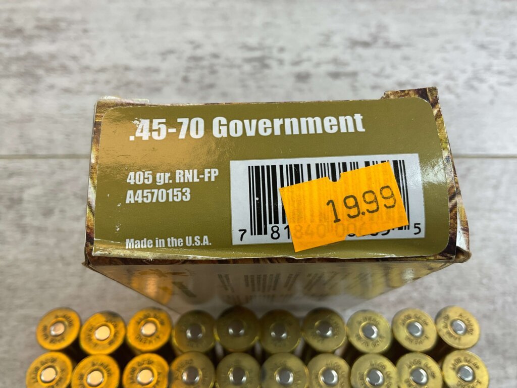 AMERICAN AMMUNITION (A-MERC) 45-70 GOVT., 405 GR. RNL-FP AMMO, FULL BOX, JAMES EARL JONES COLLECTION #5-11278-PF