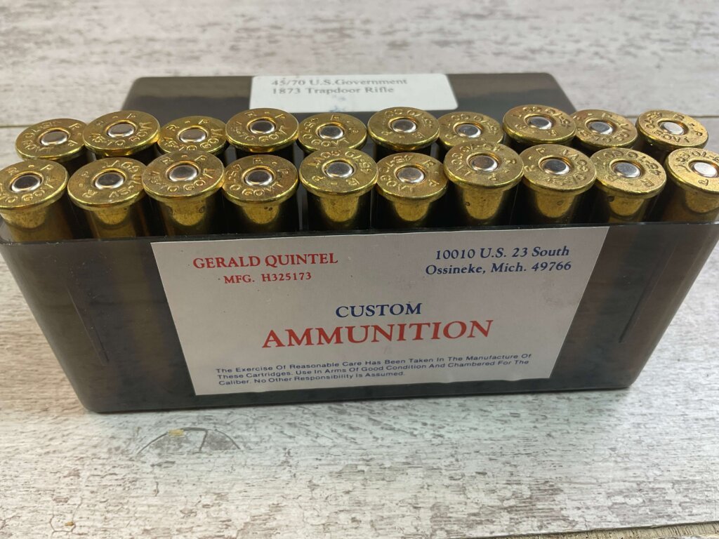 CUSTOM 45-70 GOVT. AMMO BY GERALD QUINTEL, FULL BOX, JAMES EARL JONES COLLECTION #5-11281-PF