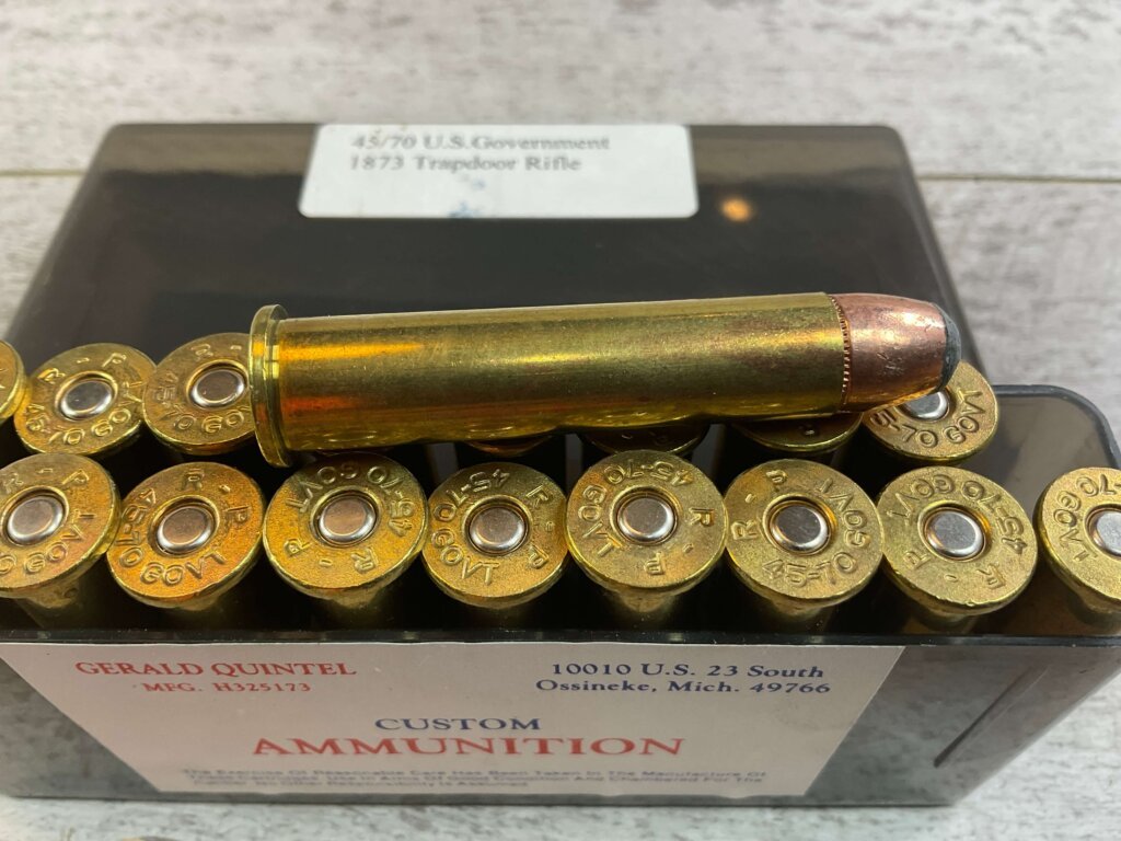 CUSTOM 45-70 GOVT. AMMO BY GERALD QUINTEL, FULL BOX, JAMES EARL JONES COLLECTION #5-11281-PF