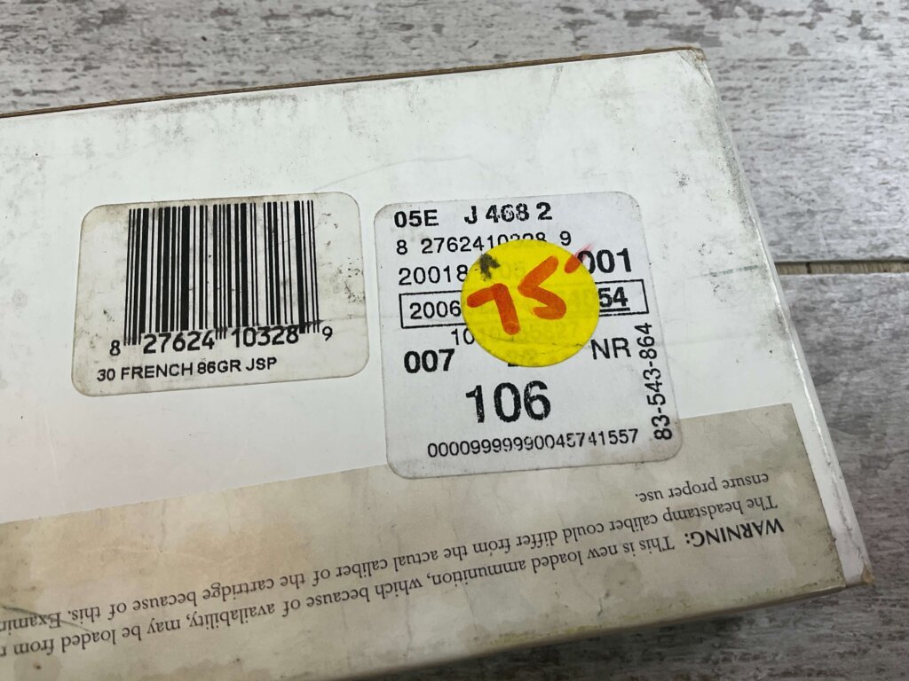 CABELA'S OBSOLETE AMMUNITION 30 FRENCH, 86 GR. JSP AMMO, FULL BOX, JAMES EARL JONES COLLECTION #5-11288-PF