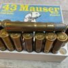 OLD WESTERN SCROUNGER 43 MAUSER, 340 GR. LEAD BULLET AMMO, FULL BOX, JAMES EARL JONES COLLECTION #5-11293-PF
