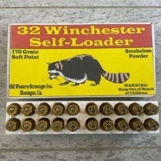 OLD WESTERN SCROUNGER 32 WINCHESTER SELF-LOADER, 170 GR. SP SMOKELESS POWDER AMMO, VARIOUS, JAMES EARL JONES COLLECTION #5-11294-PF