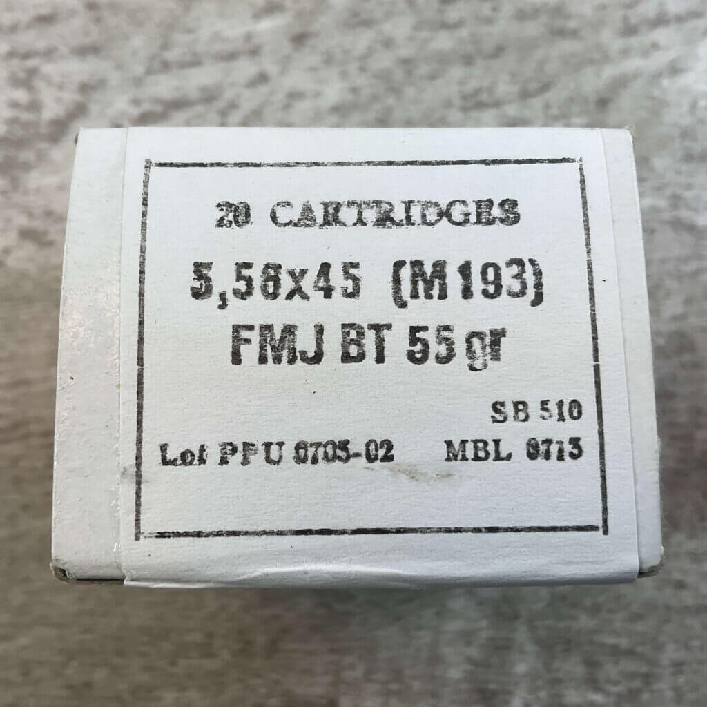 PPU 5.56X45 (M193) 55 GR. FMJ BT AMMO, FULL BOX, JAMES EARL JONES COLLECTION #5-11295-PF