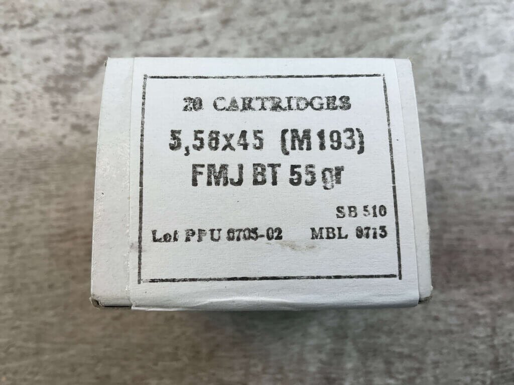 PPU 5.56X45 (M193) 55 GR. FMJ BT AMMO, FULL BOX, JAMES EARL JONES COLLECTION #5-11295-PF
