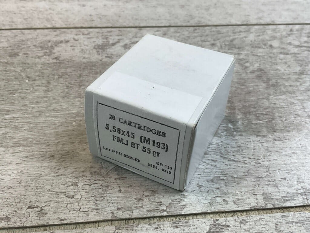 PPU 5.56X45 (M193) 55 GR. FMJ BT AMMO, FULL BOX, JAMES EARL JONES COLLECTION #5-11295-PF