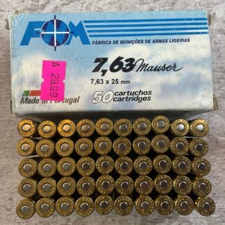 FNM 7.63X25MM (.30 MAUSER) 86 GR. AMMO, FULL BOX, JAMES EARL JONES COLLECTION #5-11296-PF
