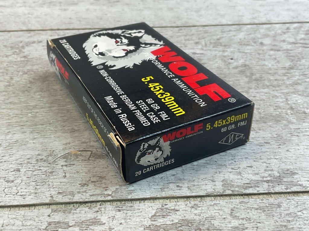 WOLF 5.45X39MM, 60 GR. FMJ STEEL CASE AMMO, FULL BOX, JAMES EARL JONES COLLECTION #5-11301-PF