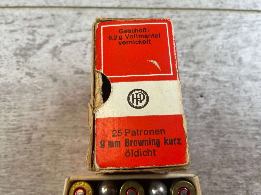 HIRTENBERG 9MM BROWNING KURZ (.380 AUTO), 95 GR. NICKEL PLATED AMMO, FULL BOX, JAMES EARL JONES COLLECTION #5-11302-PF