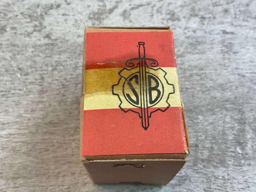 S&B (FABRICA DE ARMAS DE TOLEDO) 9MM LARGO, VINTAGE SPANISH MILITARY AMMO, FULL BOX, JAMES EARL JONES COLLECTION #5-11304-PF