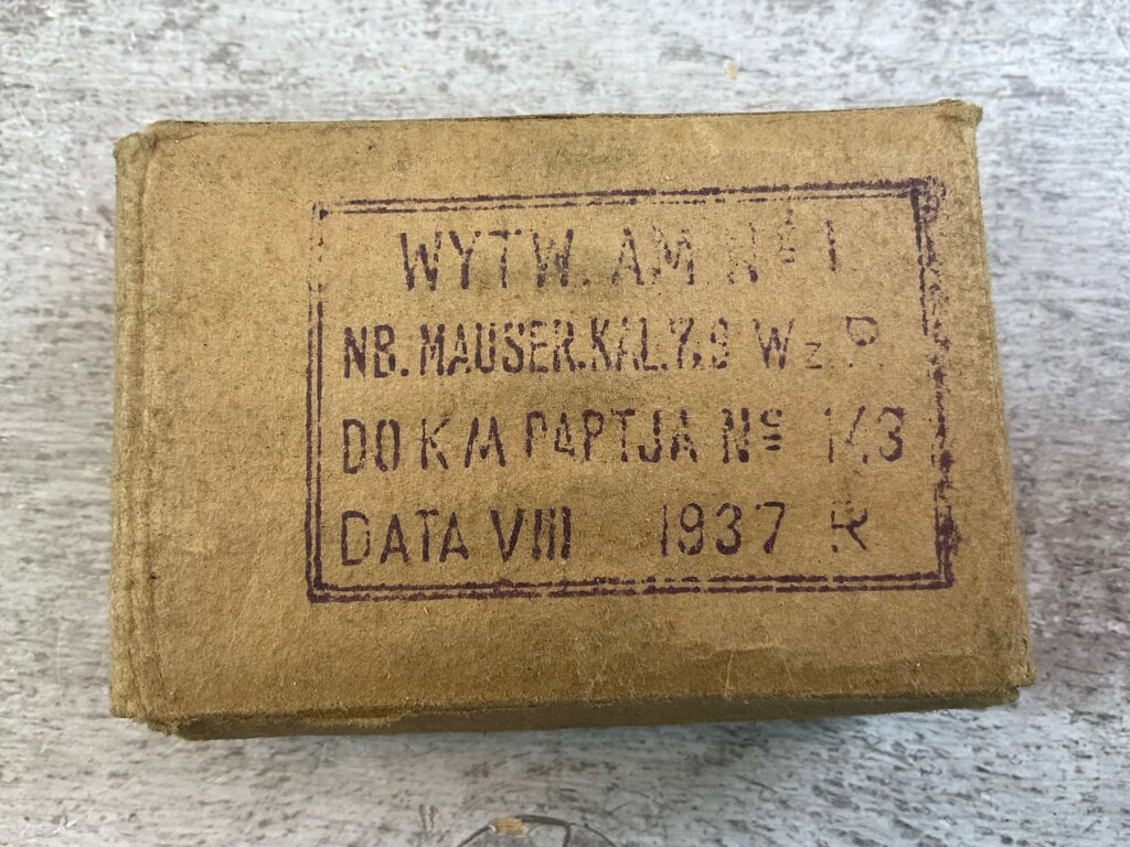POLISH 1930S 7.92X57MM MAUSER AMMO, RARE, FULL BOX, JAMES EARL JONES COLLECTION #5-11308-PF