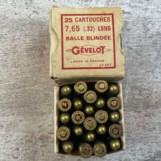 FRENCH GEVELOT 7.65MM (.32) LONGUE VINTAGE AMMO, QTY 24, JAMES EARL JONES COLLECTION #5-11309-PF