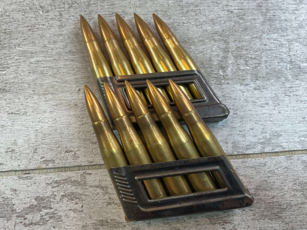8MM M.30 SCHARFE S-PATRONEN ROTTW. GERMAN WWII NAZI WAFFENAMT STAMPED AMMO, 10/BOX #5-11312-PF