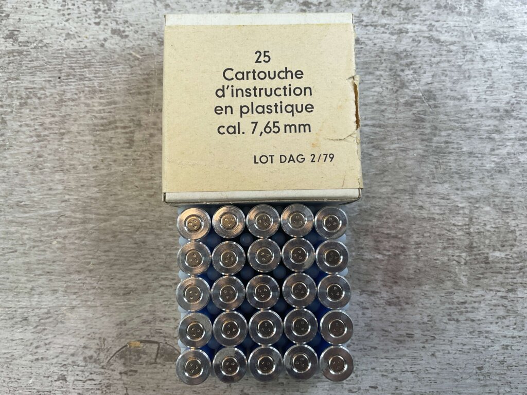 DYNAMIT NOBEL PLASTIK-TRAINING (PT) SHORT RANGE GERMAN 7.65MM BROWNING (.32 ACP) AMMO, FULL BOX, JAMES EARL JONES COLLECTION #5-11314-PF