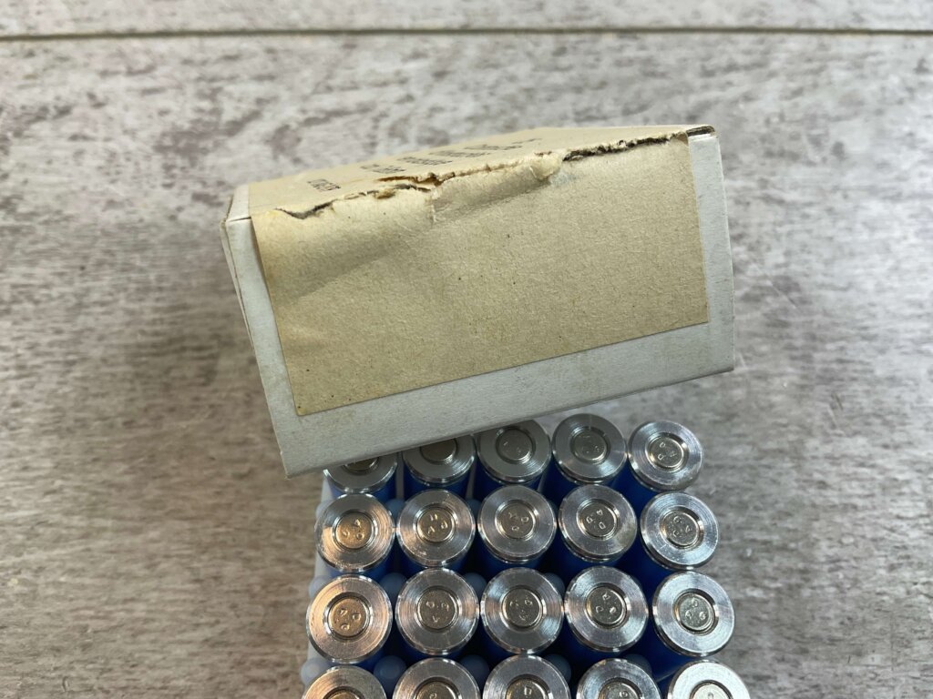 DYNAMIT NOBEL PLASTIK-TRAINING (PT) SHORT RANGE GERMAN 7.65MM BROWNING (.32 ACP) AMMO, FULL BOX, JAMES EARL JONES COLLECTION #5-11314-PF