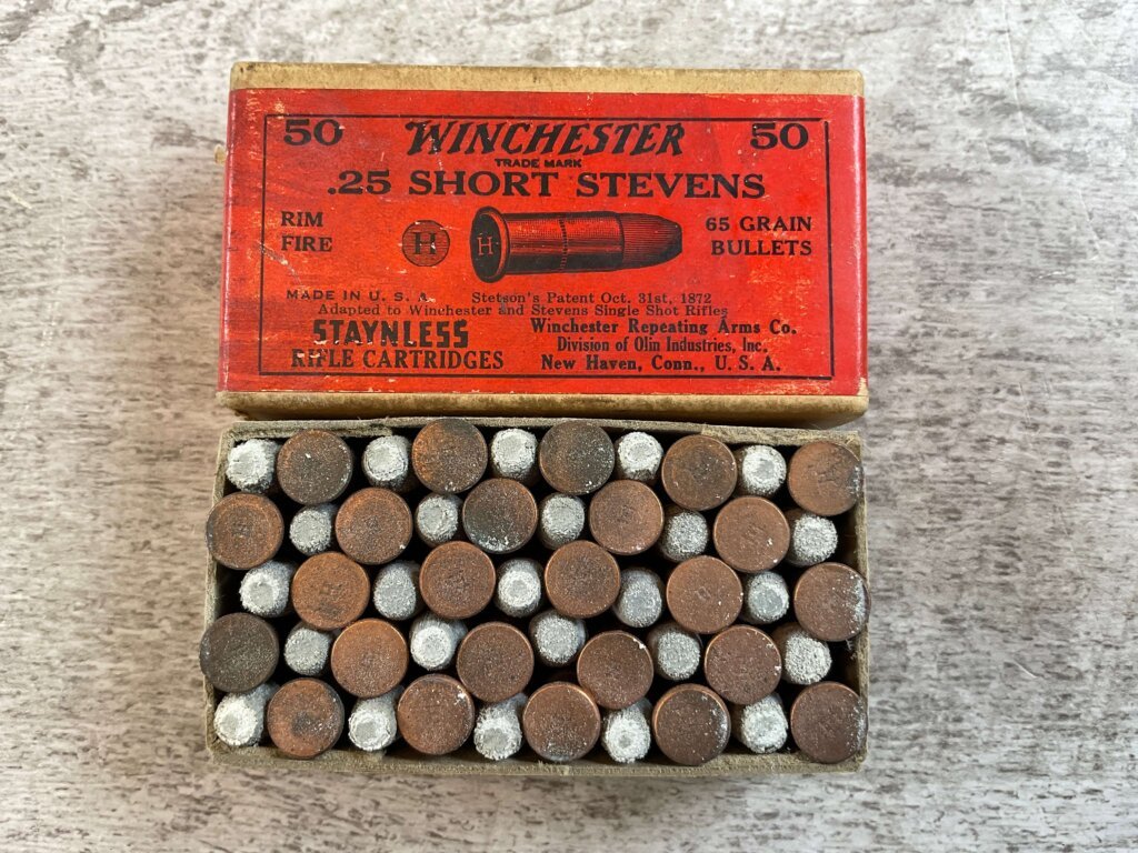 WINCHESTER .25 SHORT STEVENS RIMFIRE, 65 GR. VINTAGE AMMO, FULL BOX #6-08013-PF