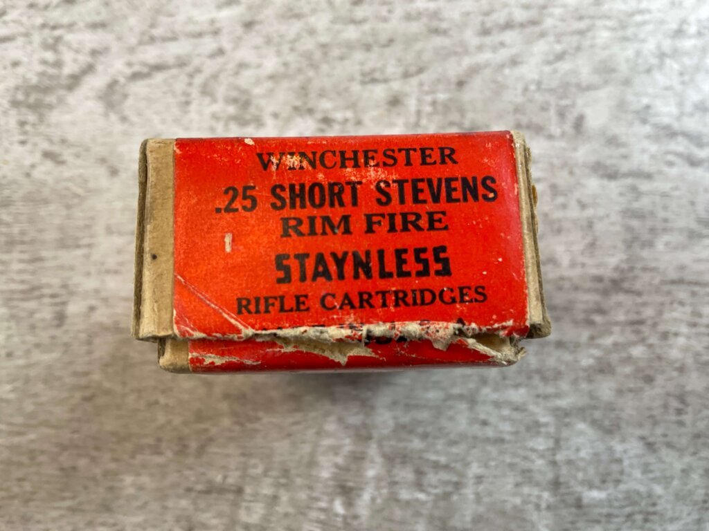 WINCHESTER .25 SHORT STEVENS RIMFIRE, 65 GR. VINTAGE AMMO, FULL BOX #6-08013-PF