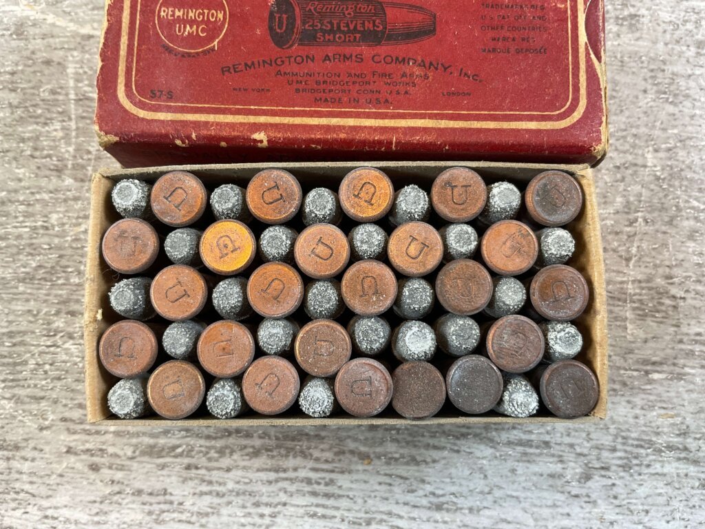 REMINGTON UMC 25 STEVENS SHORT RIMFIRE, BLACK POWDER VINTAGE AMMO, FULL BOX #6-08014-PF