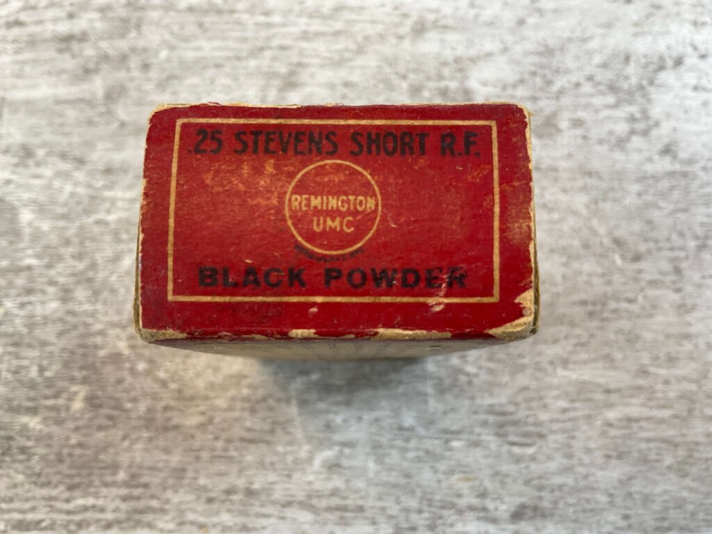 REMINGTON UMC 25 STEVENS SHORT RIMFIRE, BLACK POWDER VINTAGE AMMO, FULL BOX #6-08014-PF