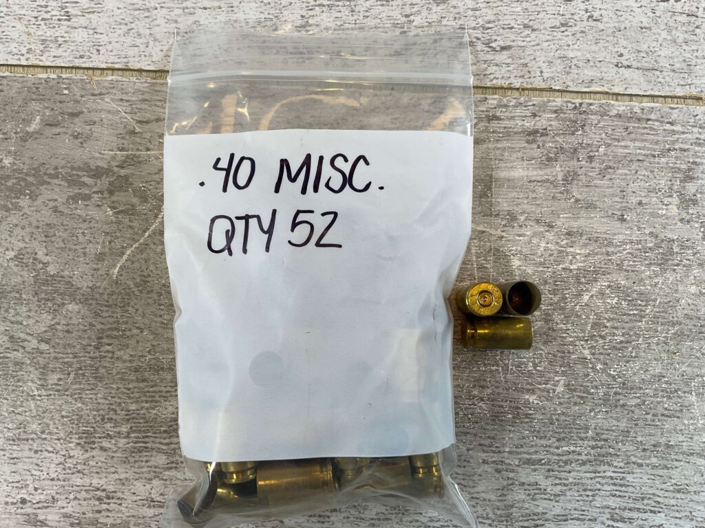 .40 S&W VARIOUS HEADSTAMPS BRASS CASES, QTY 52 #6-08016-PF