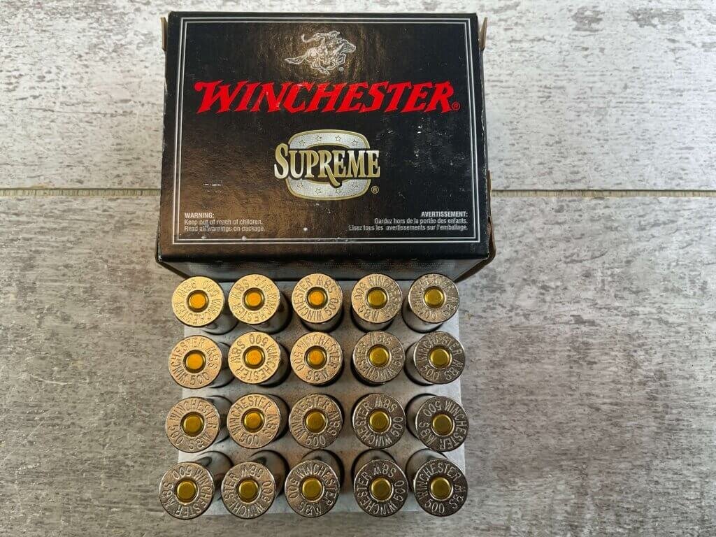 WINCHESTER 500 S&W 400 GR. PTHP PLATINUM TIP AMMO, FULL BOX OF 20