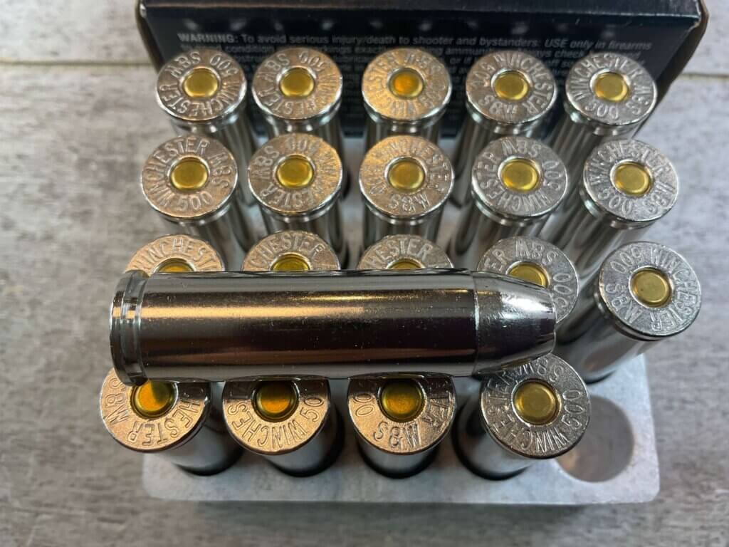 WINCHESTER 500 S&W 400 GR. PTHP PLATINUM TIP AMMO, FULL BOX OF 20