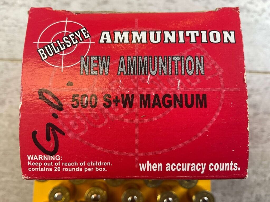 BULLSEYE AMMUNITION 500 S&W MAGNUM AMMO, FULL BOX OF 20