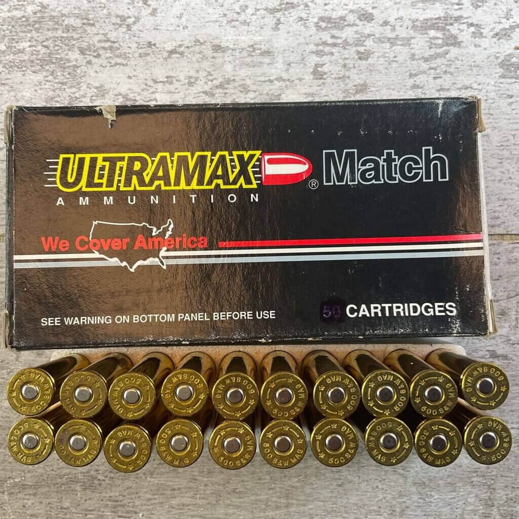 ULTRAMAX 500 S&W MAGNUM AMMO, 440 GRAIN CAST PERFORMANCE, FULL BOX OF 20
