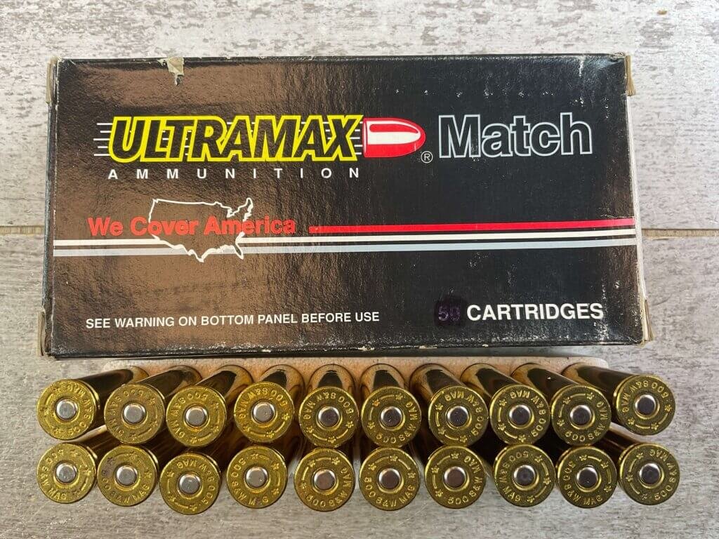 ULTRAMAX 500 S&W MAGNUM AMMO, 440 GRAIN CAST PERFORMANCE, FULL BOX OF 20