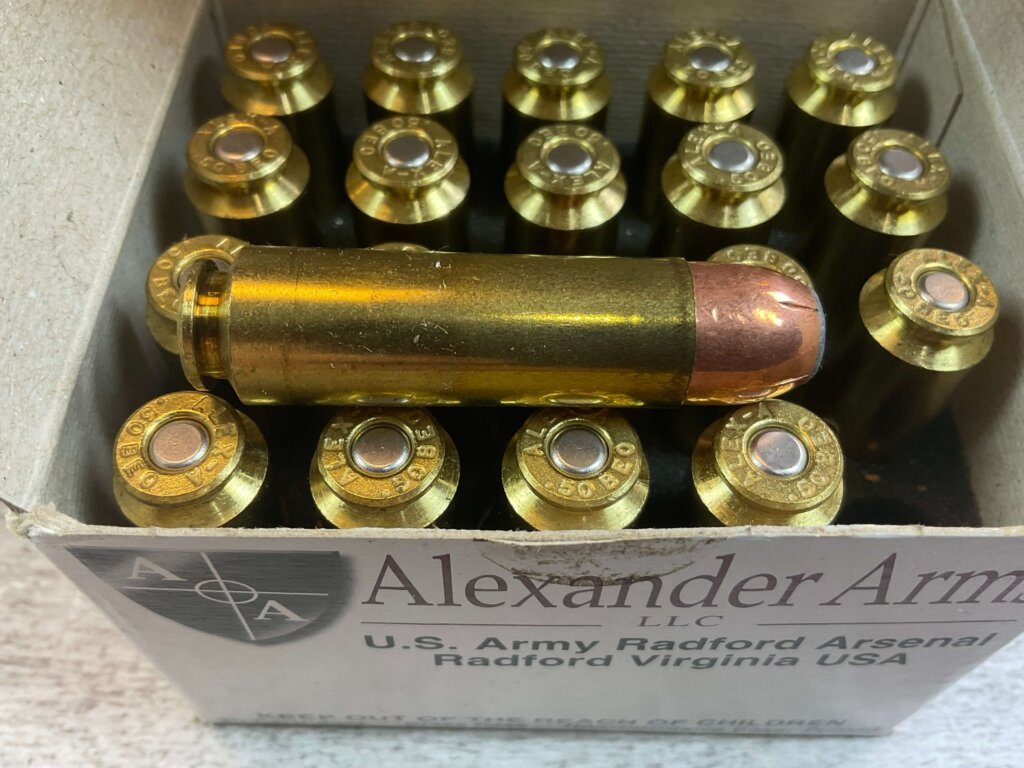 ALEXANDER ARMS .50 BEOWULF, 325 GR. HP SPEER AMMO, FULL BOX (QTY 20), JAMES EARL JONES COLLECTION #5-11328-PF