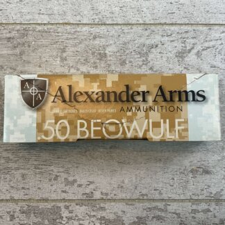 ALEXANDER ARMS .50 BEOWULF, 335 GR. HP RAINIER AMMO, FULL BOX (QTY 20), JAMES EARL JONES COLLECTION #5-11329-PF
