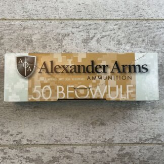 ALEXANDER ARMS .50 BEOWULF, 324 GR. HP RAINIER AMMO, FULL BOX (QTY 20), JAMES EARL JONES COLLECTION #5-11331-PF
